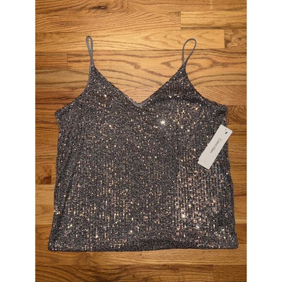 Calvin Klein Women's Sequin Strappy Camisole Silver Size Medium MSRP $64 NEW NWT - Picture 1 of 8